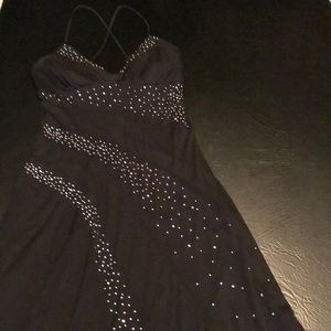 Black Sparkle Spaghetti Strap Maxi Dress